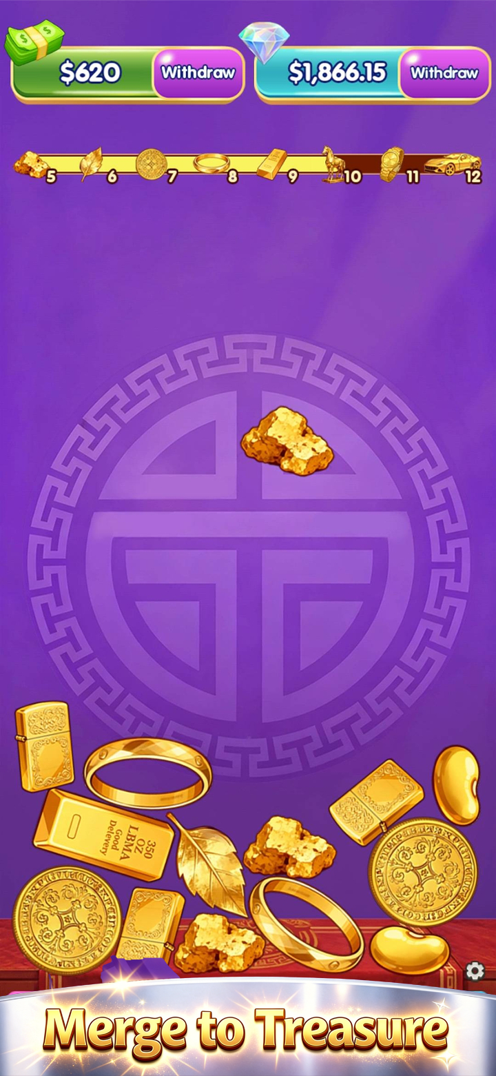 In-game screenshot: Gold Merge Mania gameplay 1