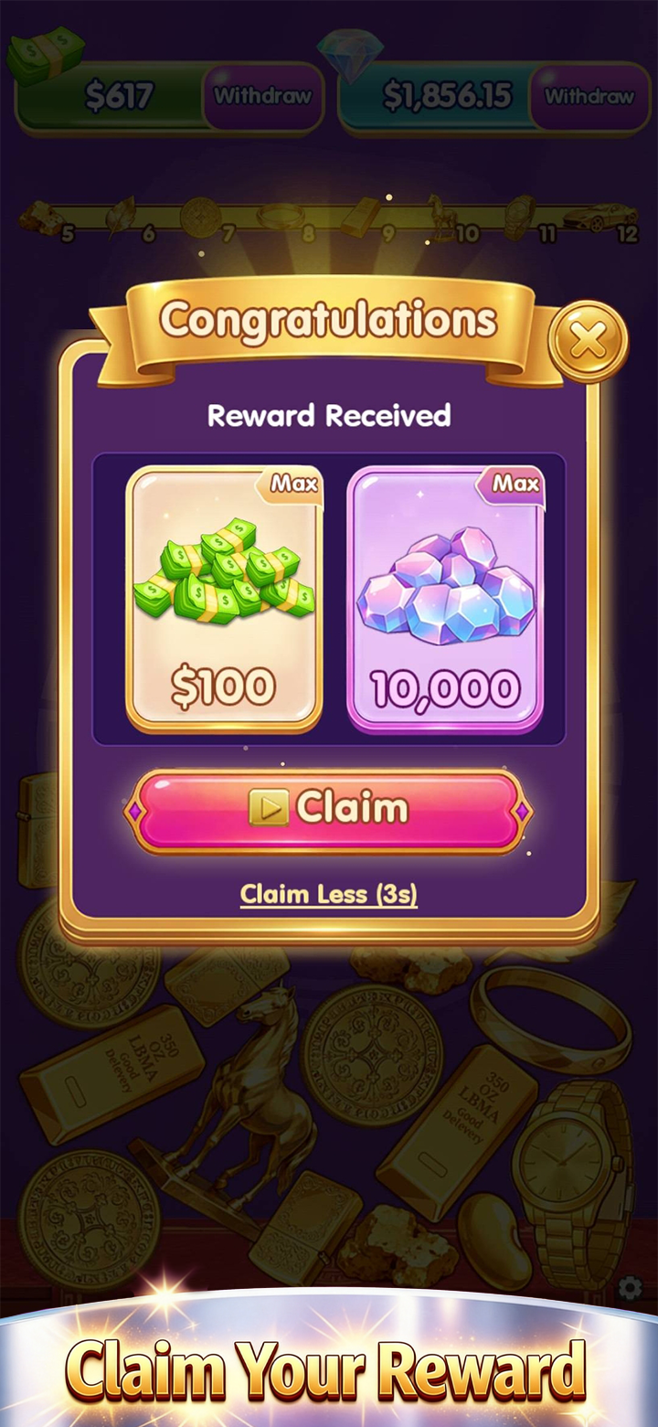 In-game screenshot: Gold Merge Mania gameplay 5